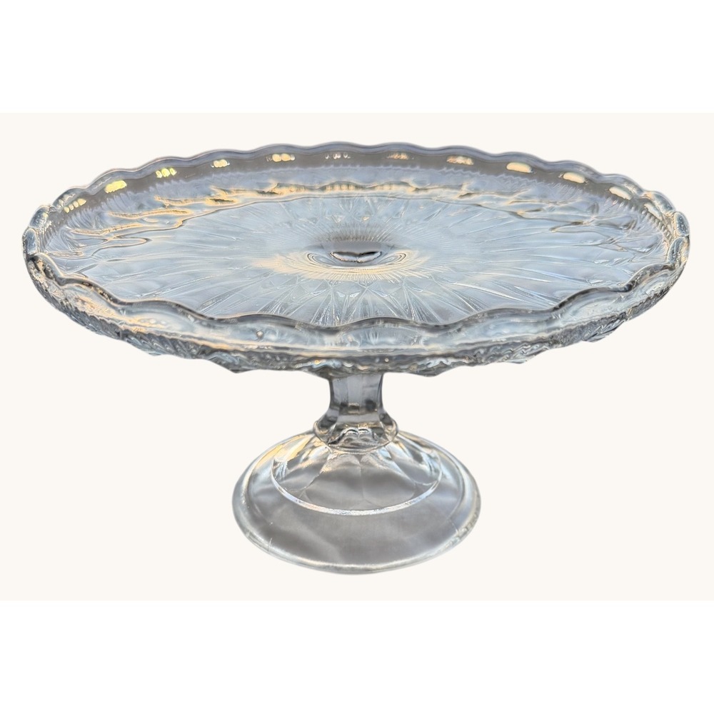 Antique US Glass Manhattan Cake Stand 8.5" EAPG Small Wedding Dish Rum Well 1902